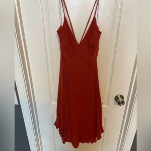 Troulos Rust Red Lace-Up Midi Dress Lulus